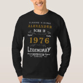 50th Birthday 1976 Add Name Black Gold Legendary Tシャツ (正面)