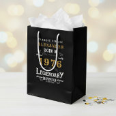 50th Birthday 1976 Add Name Legend Black Gold ミディアムペーパーバッグ