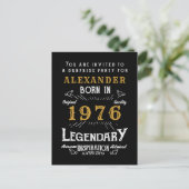 50th Birthday 1976 Black Gold Legend Invitation ポストカード (スタンド正面)