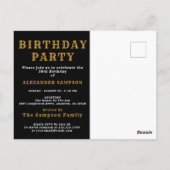 50th Birthday 1976 Black Gold Legend Invitation ポストカード (裏面)