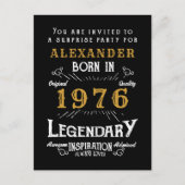 50th Birthday 1976 Black Gold Legend Invitation ポストカード (正面)