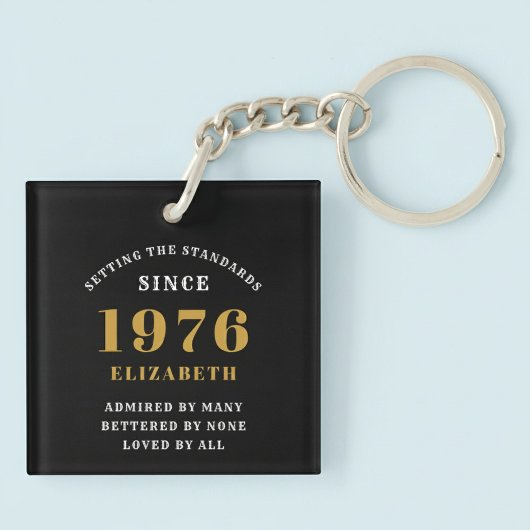 50th Birthday 1976 Black Gold Personalized キーホルダー