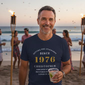 50th Birthday 1976 Blue White Gold Elegant Name Tシャツ