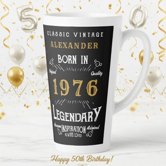 50th Birthday 1976 Legendary Retro カフェラテマグ