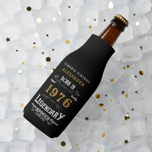 50th Birthday 1976 Name Legend Chic Black Gold ボトルクーラー