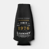 50th Birthday 1976 Name Legend Chic Black Gold ボトルクーラー (正面)
