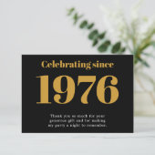50th Birthday 1976 Retro Black And Gold サンキューカード (スタンド正面)