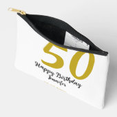 50th birthday add name date year black テンプレートgo アクセサリーポーチ (見開き)