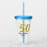 50th birthday add name date year black テンプレートgo アクリルタンブラー<br><div class="desc">編集可能デザイン</div>