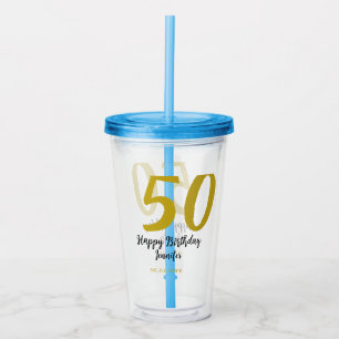 50th birthday add name date year black テンプレートgo アクリルタンブラー