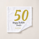 50th birthday add name date year black テンプレートgo ウォッシュタオル<br><div class="desc">編集可能デザイン</div>