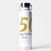 50th birthday add name date year black テンプレートgo ウォーターボトル (背面)