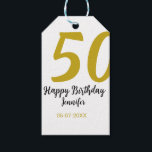 50th birthday add name date year black テンプレートgo ギフトタグ<br><div class="desc">編集可能デザイン</div>