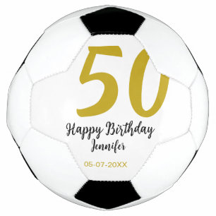 50th birthday add name date year black テンプレートgo サッカーボール