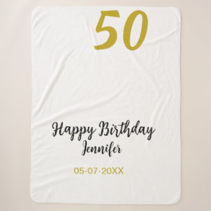 50th birthday add name date year black テンプレートgo シェルパブランケット