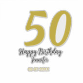 50th birthday add name date year black テンプレートgo シール (正面)
