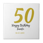 50th birthday add name date year black テンプレートgo タイル<br><div class="desc">編集可能デザイン</div>