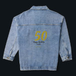 50th birthday add name date year black テンプレートgo デニムジャケット<br><div class="desc">編集可能デザイン</div>