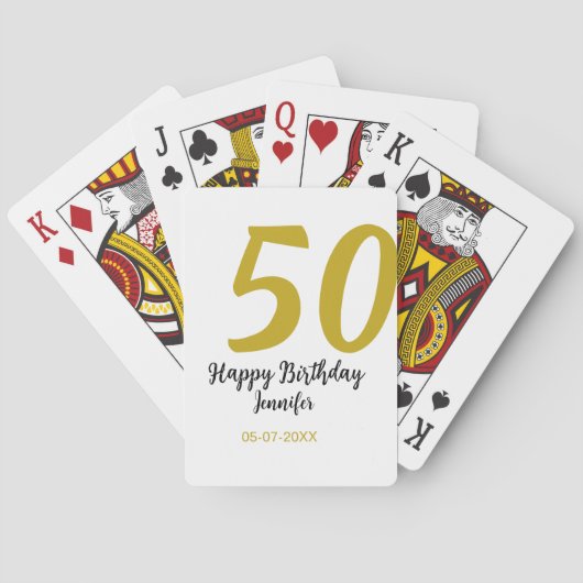 50th birthday add name date year black テンプレートgo トランプ (裏面)