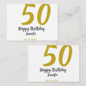 50th birthday add name date year black テンプレートgo ノートカード (正面/裏面)