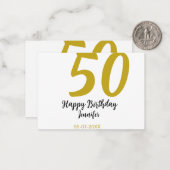 50th birthday add name date year black テンプレートgo ノートカード (正面/裏面インサイチュ)