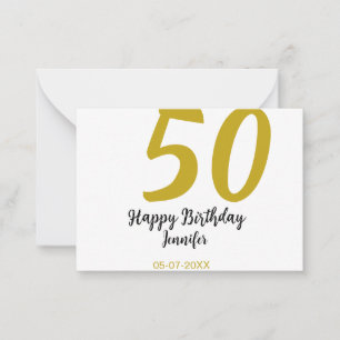 50th birthday add name date year black テンプレートgo ノートカード