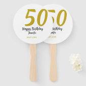 50th birthday add name date year black テンプレートgo ハンドファン (正面&裏面)
