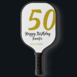 50th birthday add name date year black テンプレートgo ピックルボールラケット<br><div class="desc">編集可能デザイン</div>
