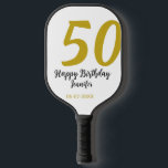 50th birthday add name date year black テンプレートgo ピックルボールラケット<br><div class="desc">編集可能デザイン</div>
