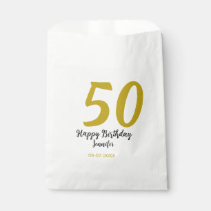 50th birthday add name date year black テンプレートgo フェイバーバッグ