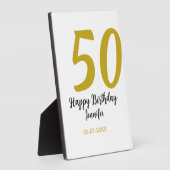 50th birthday add name date year black テンプレートgo フォトプラーク (側面)