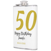 50th birthday add name date year black テンプレートgo フラスク (左)