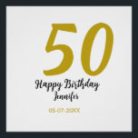 50th birthday add name date year black テンプレートgo ポスター<br><div class="desc">編集可能デザイン</div>