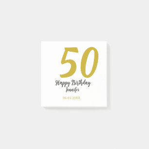 50th birthday add name date year black テンプレートgo ポストイット