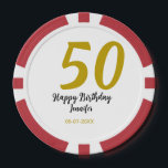 50th birthday add name date year black テンプレートgo ポーカーチップ<br><div class="desc">編集可能デザイン</div>