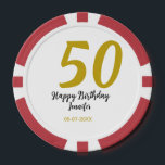 50th birthday add name date year black テンプレートgo ポーカーチップ<br><div class="desc">編集可能デザイン</div>