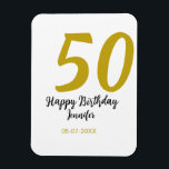 50th birthday add name date year black テンプレートgo マグネット<br><div class="desc">編集可能デザイン</div>