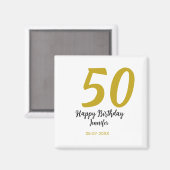 50th birthday add name date year black テンプレートgo マグネット (正面/裏面)
