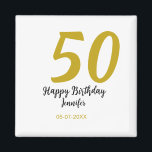 50th birthday add name date year black テンプレートgo マグネット<br><div class="desc">編集可能デザイン</div>