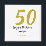 50th birthday add name date year black テンプレートgo マグネット<br><div class="desc">編集可能デザイン</div>