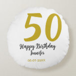 50th birthday add name date year black テンプレートgo ラウンドクッション<br><div class="desc">編集可能デザイン</div>