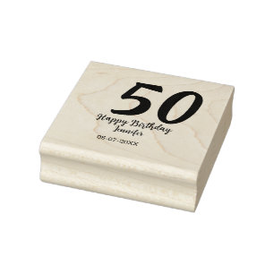 50th birthday add name date year black テンプレートgo ラバースタンプ