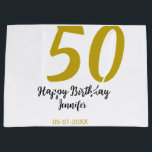 50th birthday add name date year black テンプレートgo ラージペーパーバッグ<br><div class="desc">編集可能デザイン</div>
