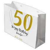 50th birthday add name date year black テンプレートgo ラージペーパーバッグ (裏面アングル)