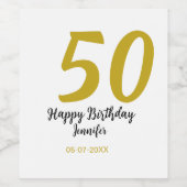 50th birthday add name date year black テンプレートgo ワインラベル (シングルラベル)