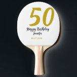 50th birthday add name date year black テンプレートgo 卓球ラケット<br><div class="desc">編集可能デザイン</div>