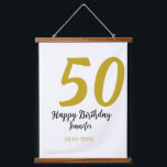 50th birthday add name date year black テンプレートgo 吊り下げ型タペストリー<br><div class="desc">編集可能デザイン</div>