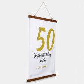 50th birthday add name date year black テンプレートgo 吊り下げ型タペストリー (傾斜あり)