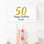 50th birthday add name date year black テンプレートgo 横断幕 (インサイチュ)