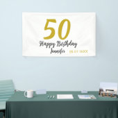 50th birthday add name date year black テンプレートgo 横断幕 (トレードショー)